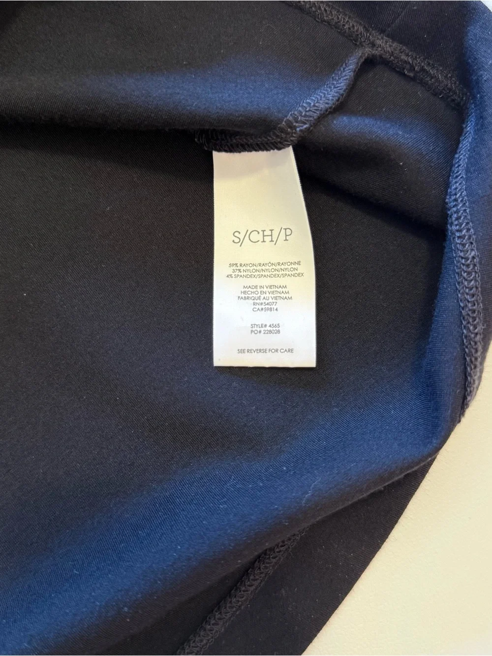 CAbi Black Long Sleeve Split V-Neck Snap Placket Top sz small